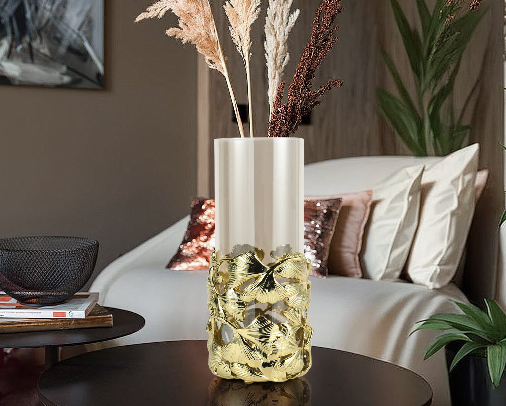 European style ginkgo leaf glass flower vase