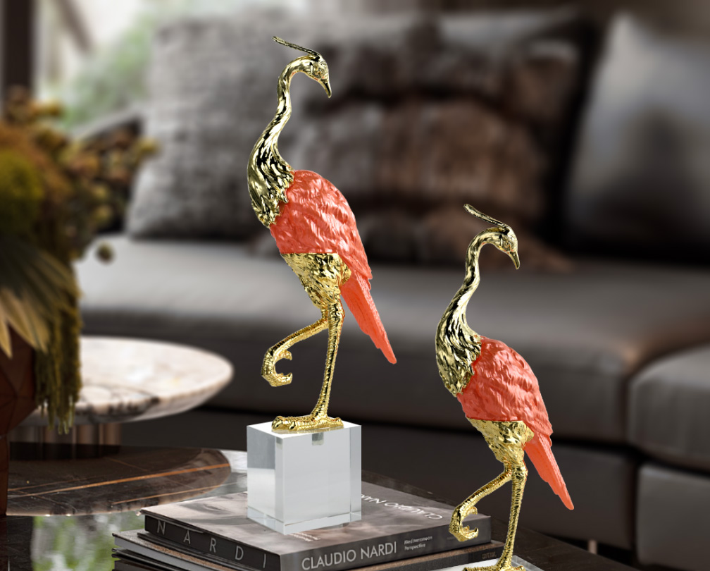 Flamingo crystal enamel decoration