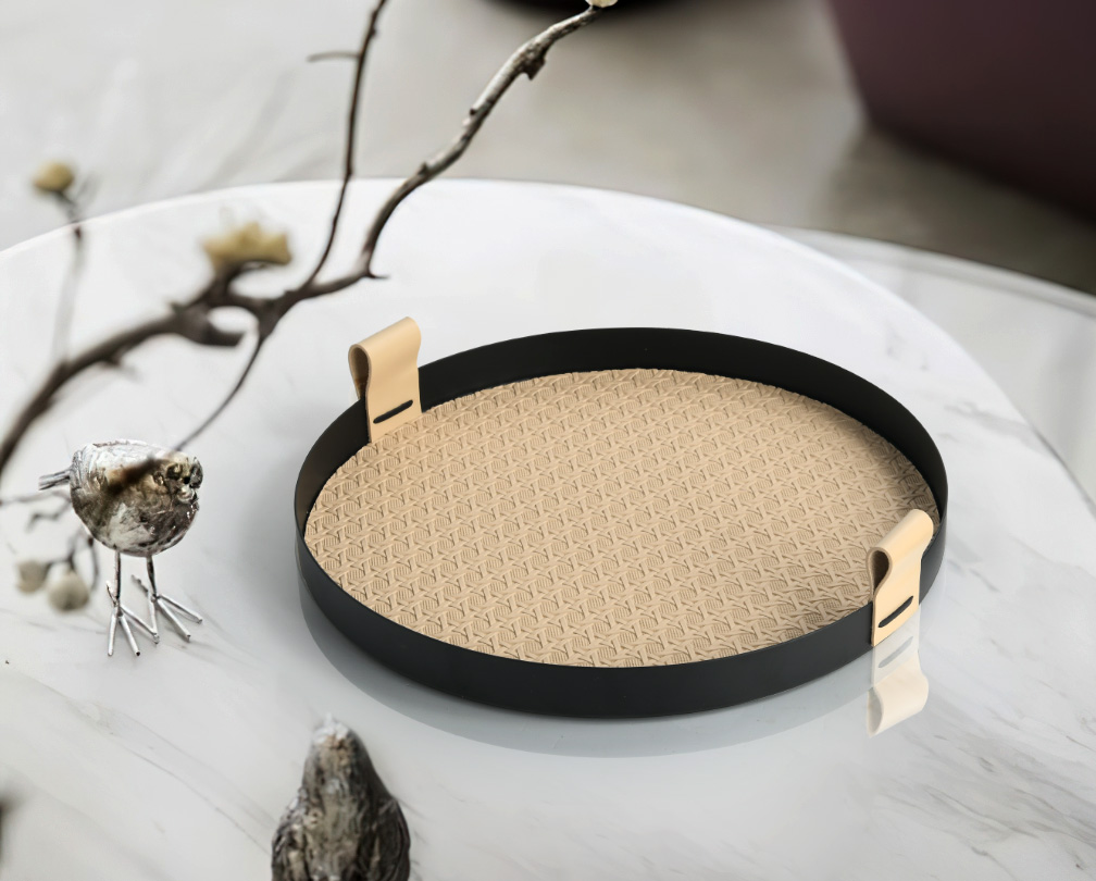 Leather circular tray