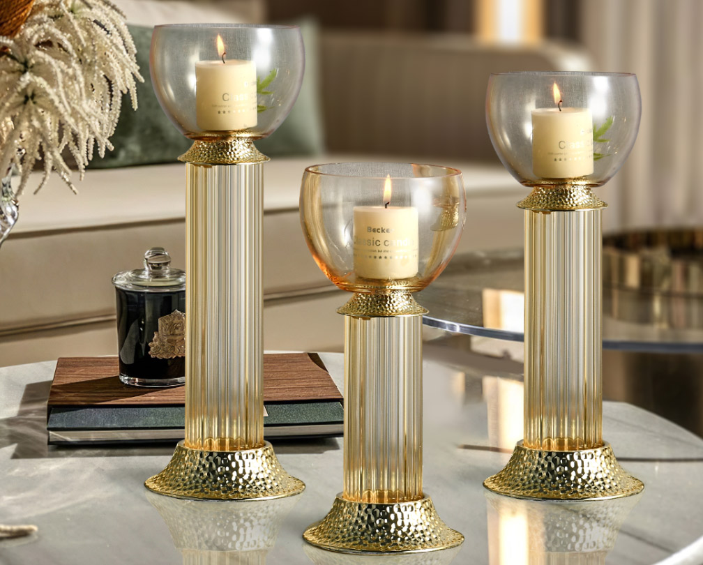 Light luxury high-end transparent glass candle holder