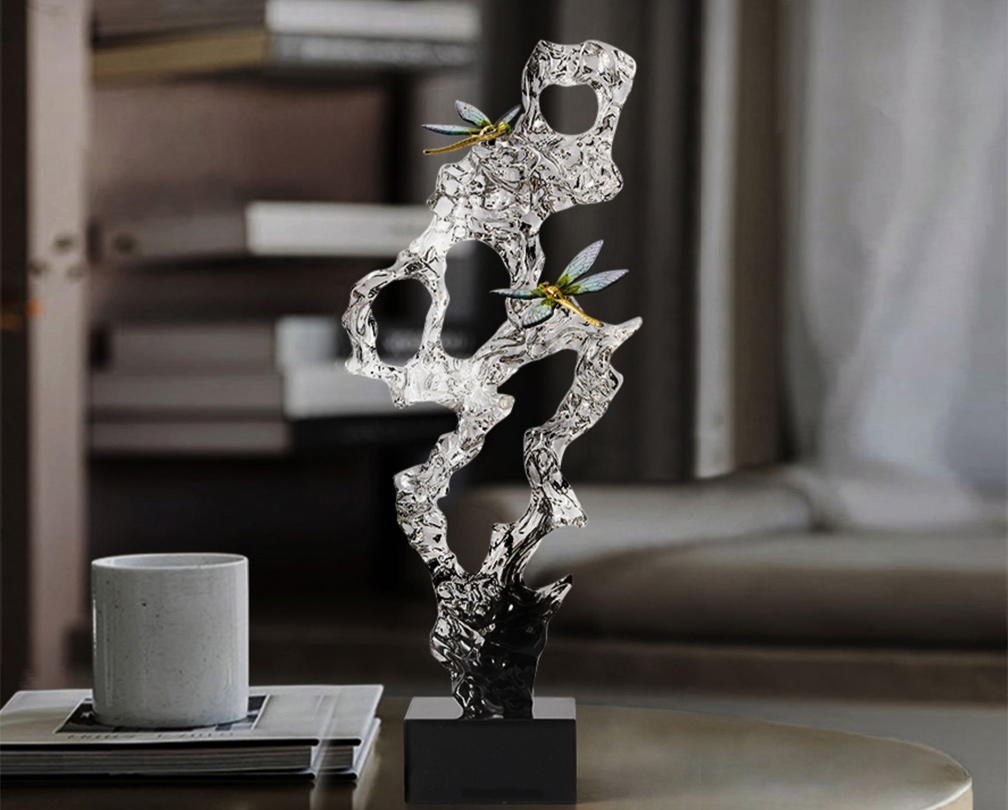 Modern luxury transparent resin sculpture Taihu stone ornament