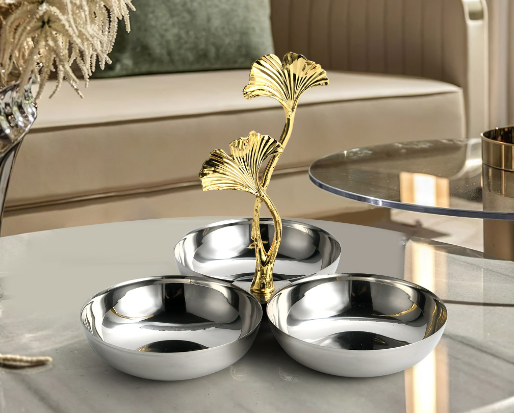 Simplified Ginkgo Leaf Stainless Steel Candy Plate