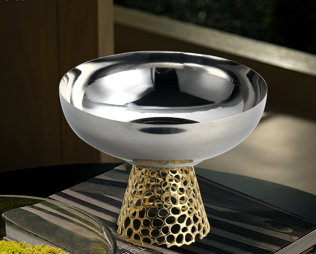 Stainless steel circular high foot tray